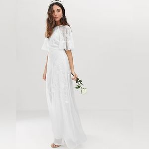Asos Bridal Flutter Sleeve Embroidered Bohemian Maxi Dress (6)